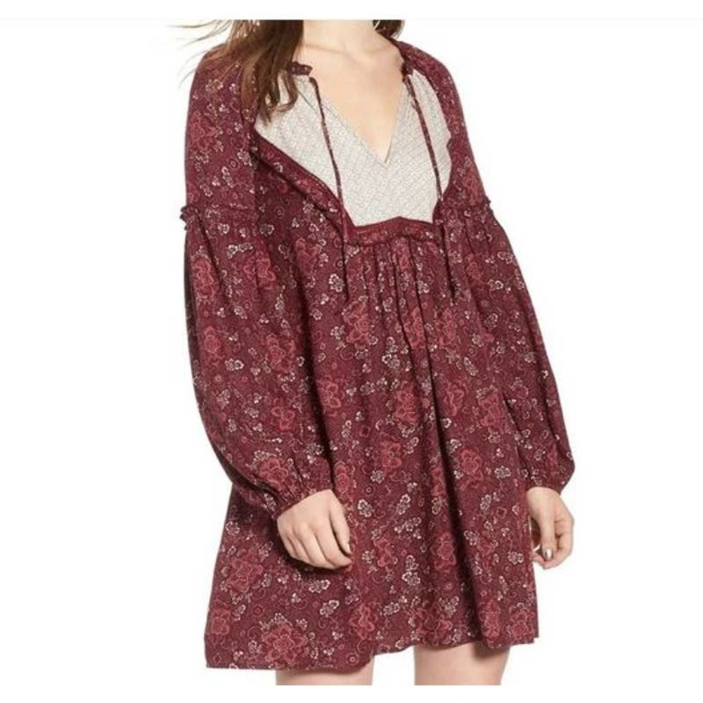 NEW! Hinge Boho Floral Mix Prairie Mini Tunic Dress NWT XXS/ XS